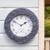 Outside In Stonegate Granite Effect 12'' Clock -Garden Care Gear 1133585