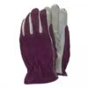 Deluxe Premium Leather & Suede Gloves Plum - Medium -Garden Care Gear 42928
