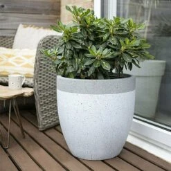 Apta Granito Two Tone White Rim Grey Body Planter -Garden Care Gear GRAN2TONE 1